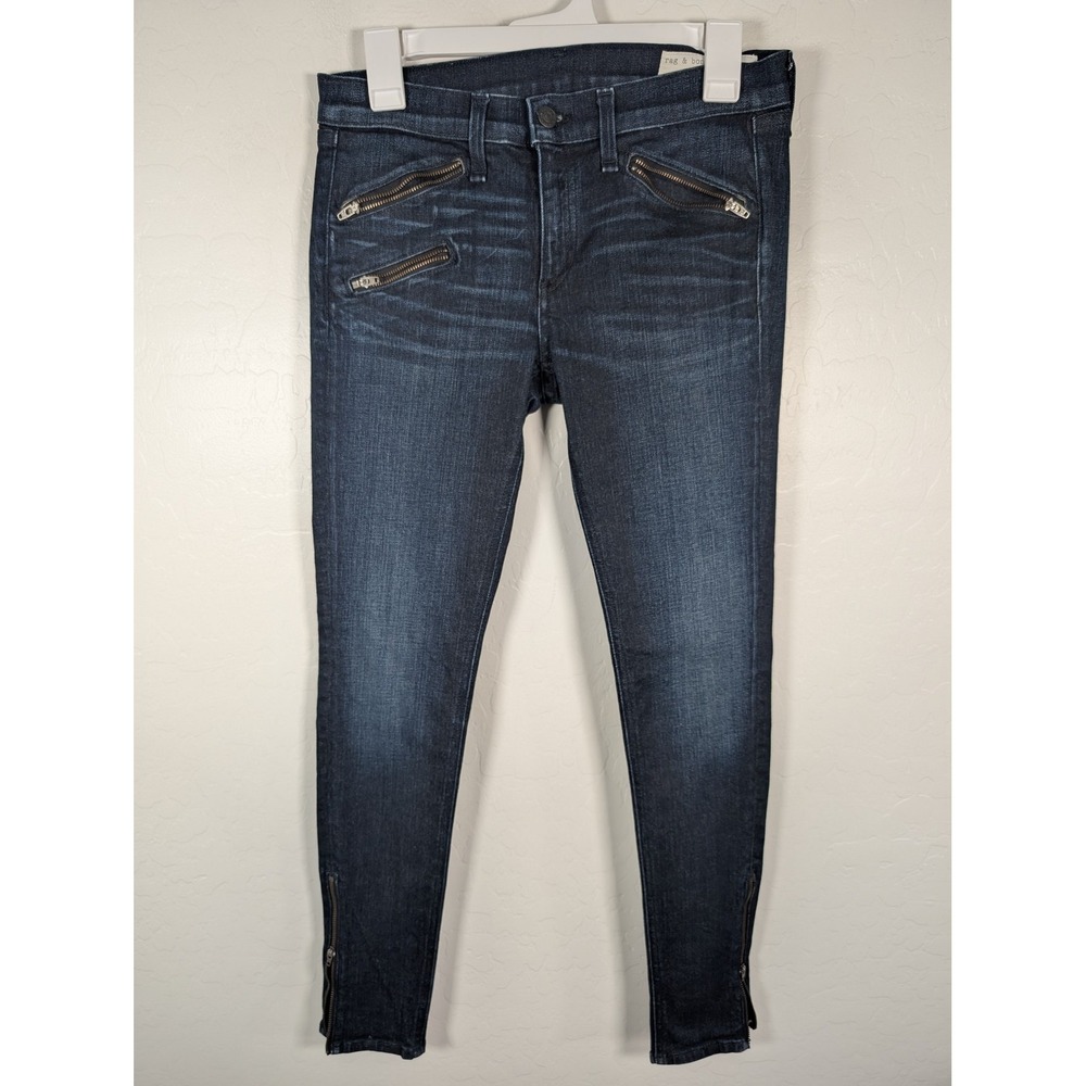 Rag & Bone Jeans Womens 28 Blue Kensington Zip Skinny‎ Stretch Denim Moto Pants